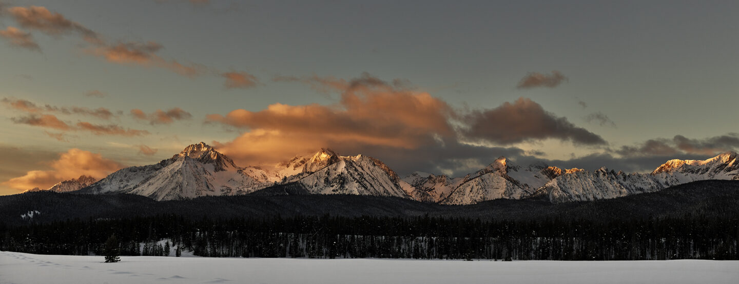 Fire and Ice Sunrise on the Sawtooths P0000784
